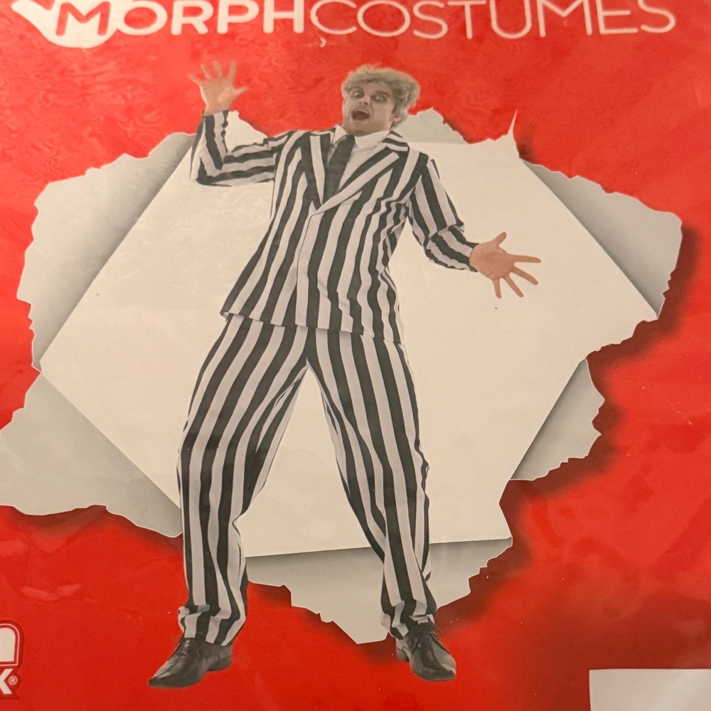 Halloween Morph Costumes Striped Suit Sz M Black White Fun Shack